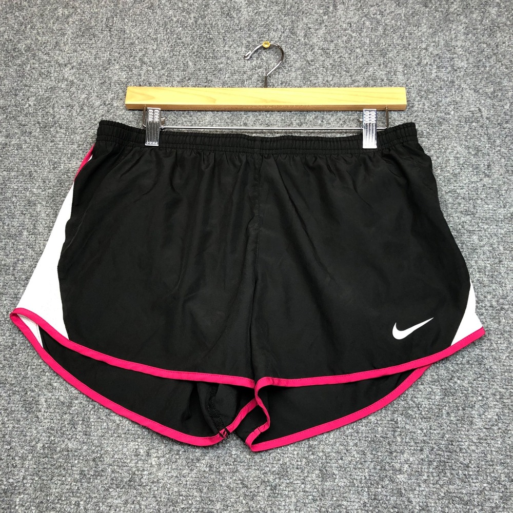Nike Dri-FIT Womens Running Shorts Black Pink White Colorblock Size L